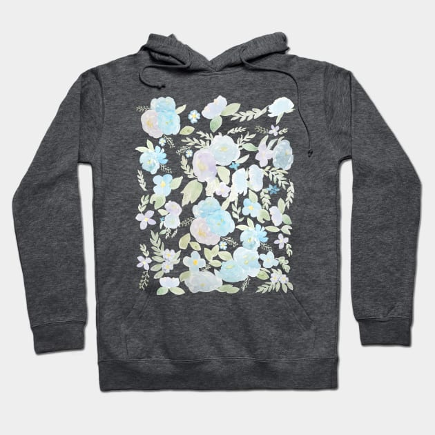 blue flowers and leaf watercolor pattern Hoodie by colorandcolor